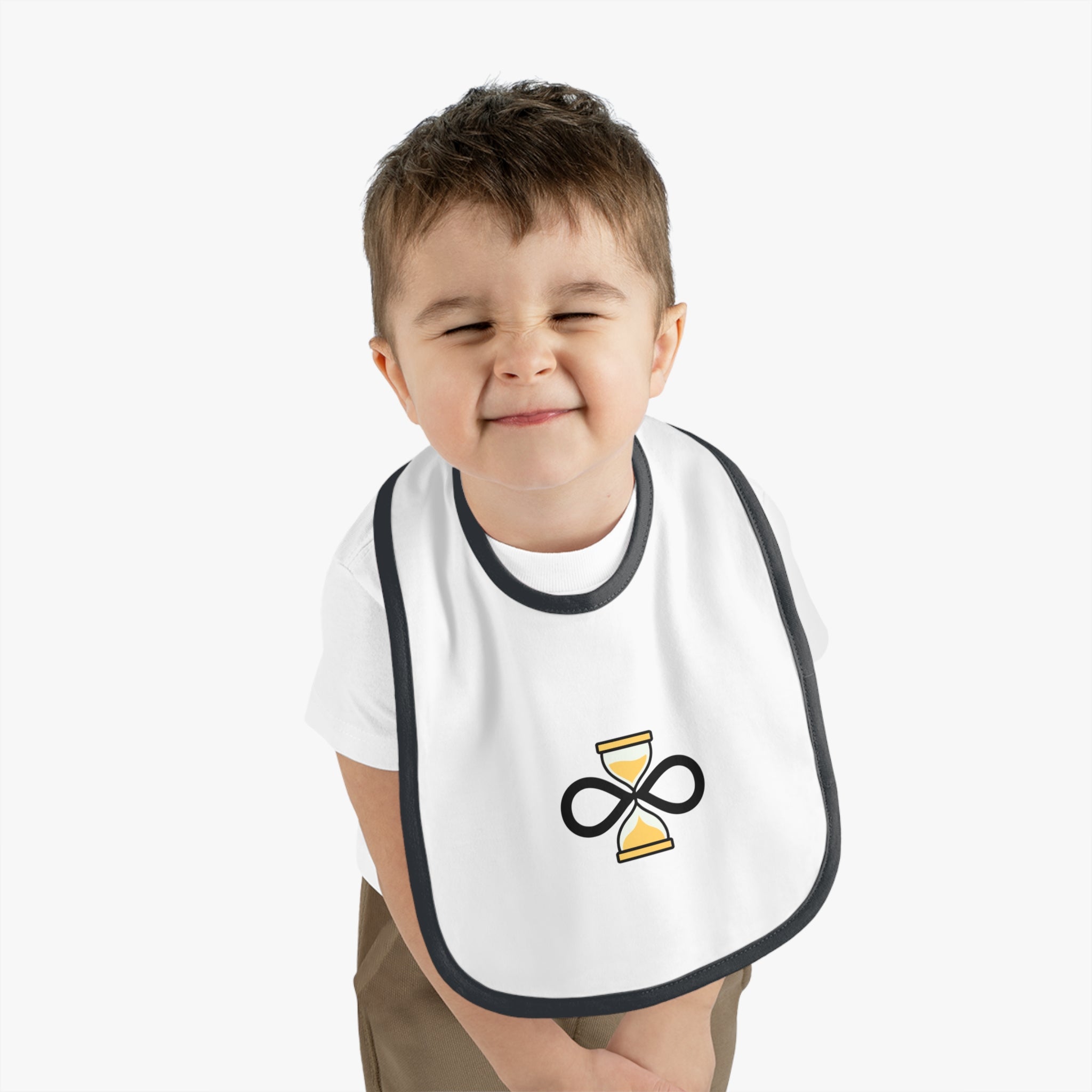 Everlast life Baby Bib, Modern Baby Gift, Unique Bib for Infants, Baby Shower Gift, Cute Feeding Accessory, Contrast Trim Bib